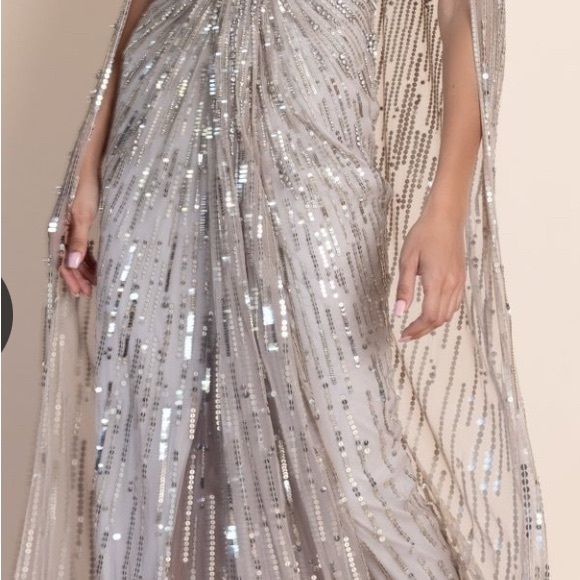 Jenny Packham Glittering Silver Maxi Dress - Picture 1 of 16